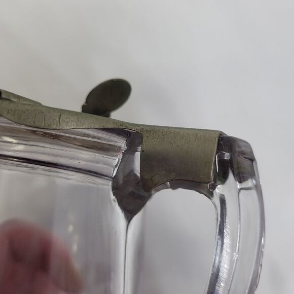 VINTAGE etched floral glass spring top syrup pitcher - Picture 8 of 11